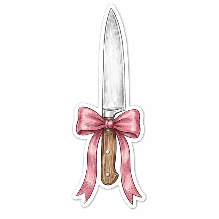 Knife with Pink Bow Sticker