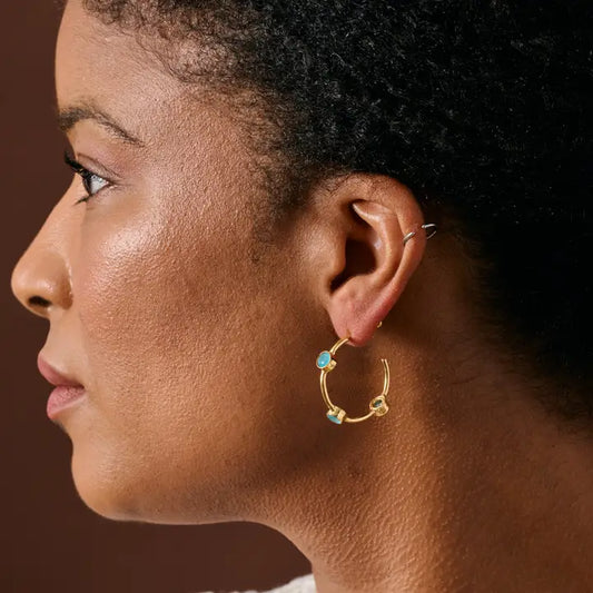 Mira Chalcendony Hoop Earrings