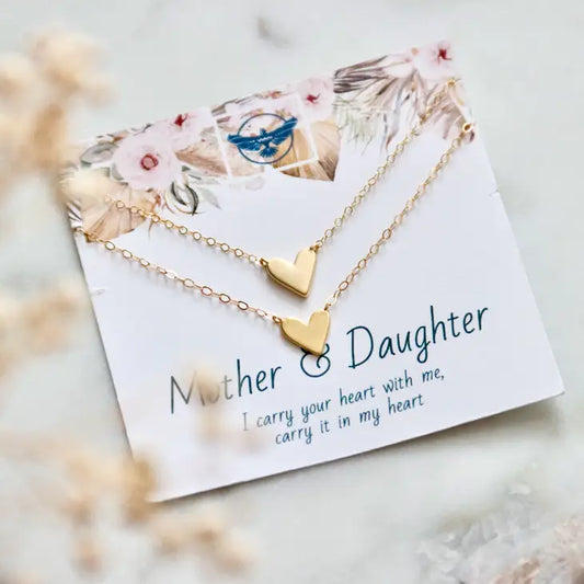 Mother Daughter Set Heart Necklaces