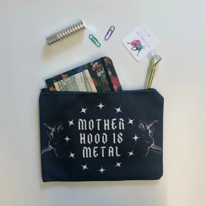 Motherhood Is Metal Canvas Zipper Pouch