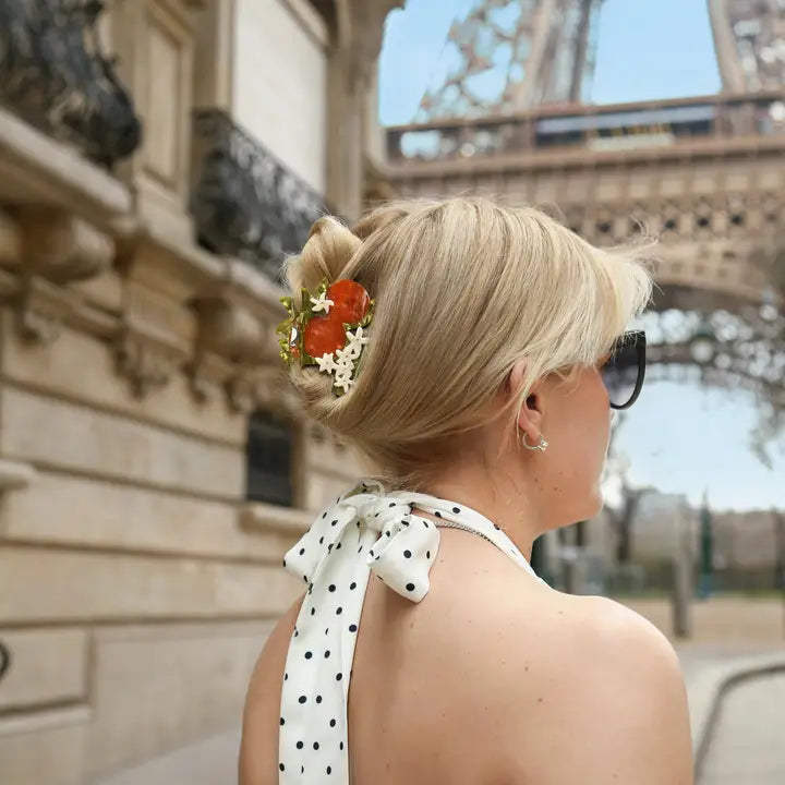 Hand Painted Orange Blossom Claw Clip