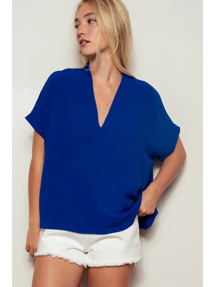 Azure Grace V-Neck Blouse