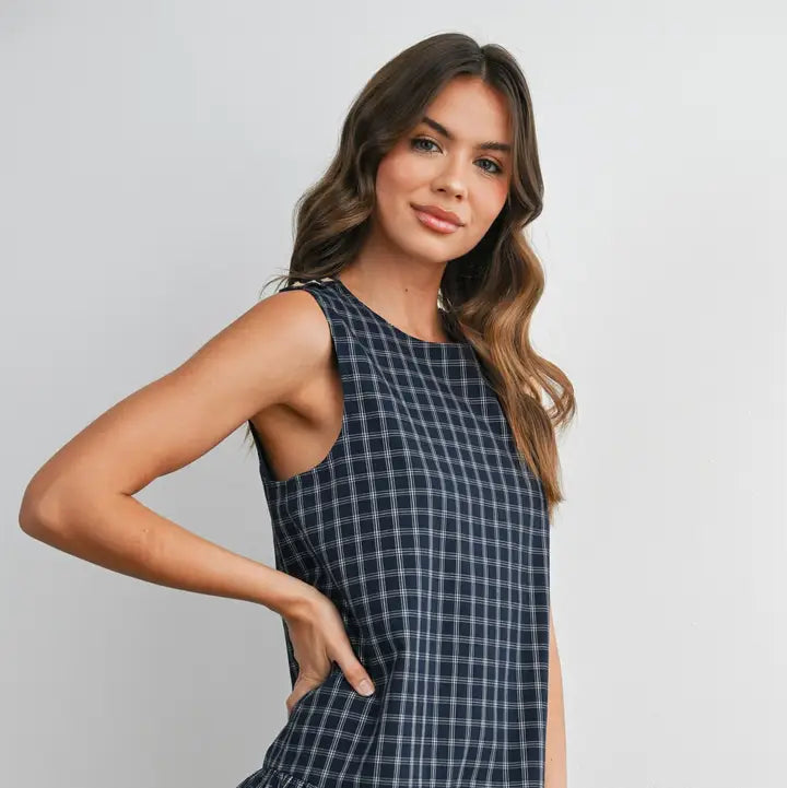 Plaid Peplum Mini Dress