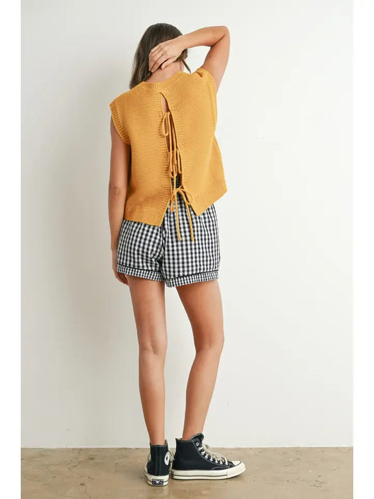 Classic Knitted Top with Bow Back