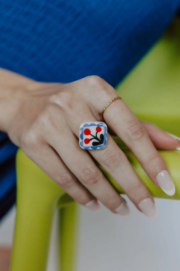 Quilt Square Porcelain Ring