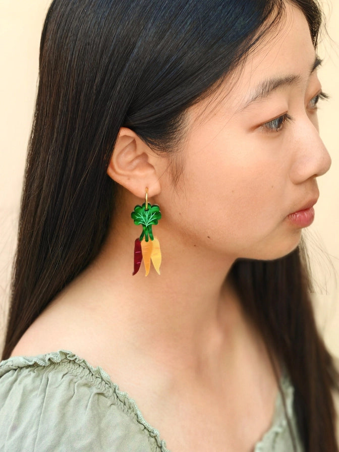 Rainbow Carrot Dangle Earrings