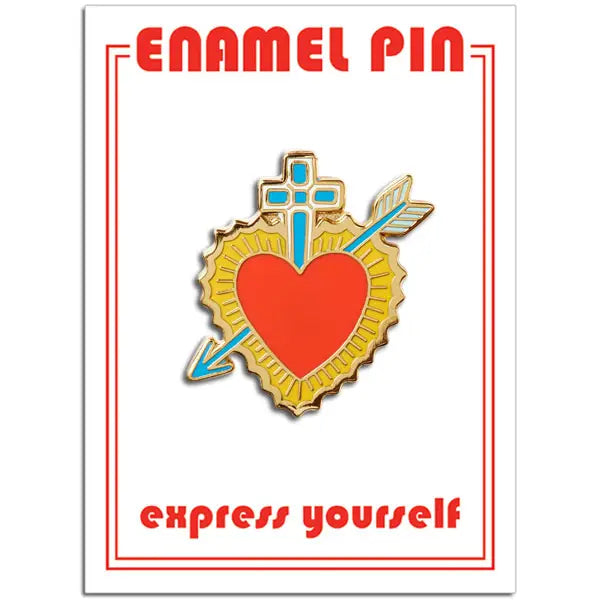 Sacred Heart with Cross Pin