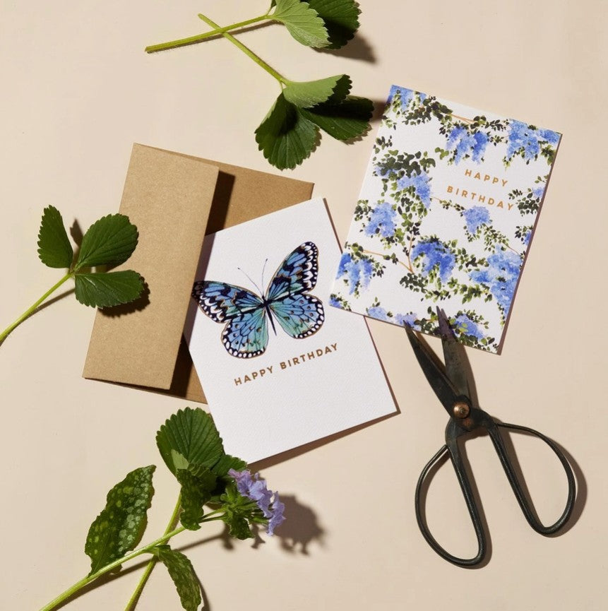 Blue Butterfly Birthday Greeting Card