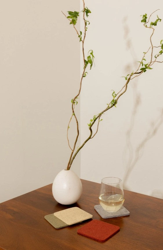 Bierfilzl Merino Wool Felt Square Coaster 4 Pack Ikebana