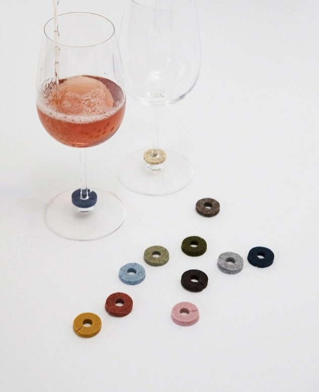 Ikebana Wine-O's Merino Wool Felt Round Wine Markers