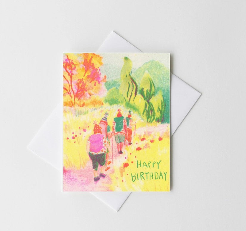 Birthday Hikers - Birthday Risograph Card