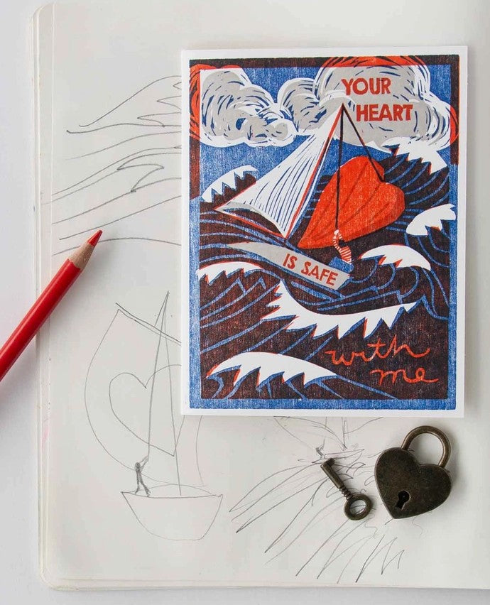 Your Heart Is Safe with Me Letterpress Encouragement Card