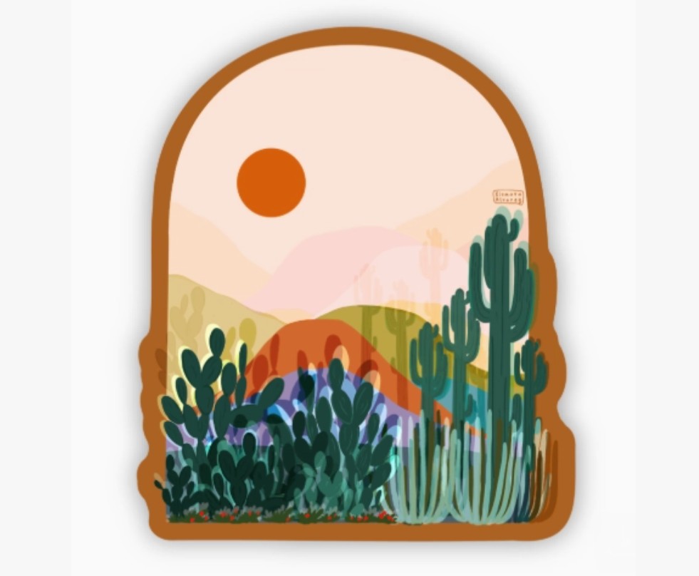 Desert Sunset Cactus Sticker