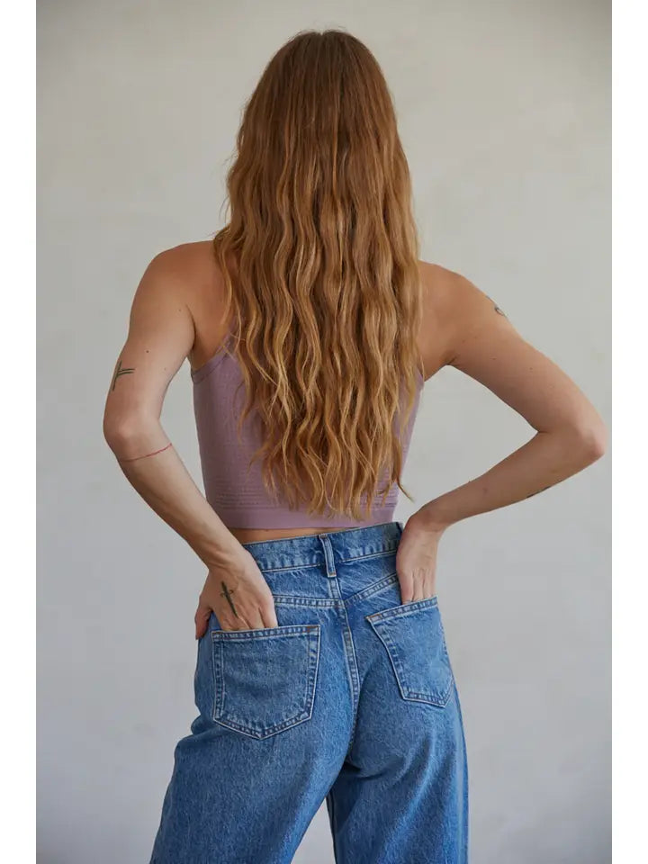 Seamless Waffle Texture Crop Tank Top