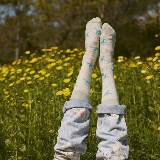 Socks That Protect Pollinators - Beige Hummingbirds