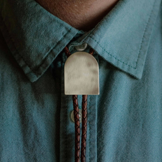 Soiree Solid Brass Bolo Tie with Genuine Leather Cord