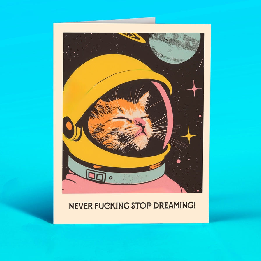 Spacecat Dreams Funny Greeting Card