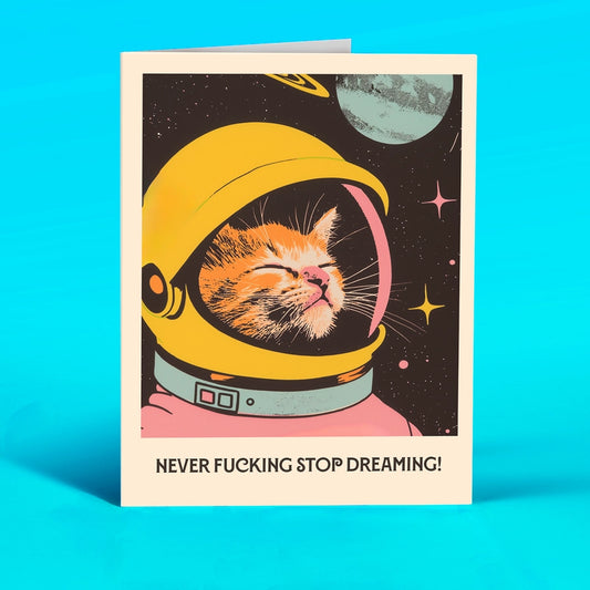Spacecat Dreams Funny Greeting Card