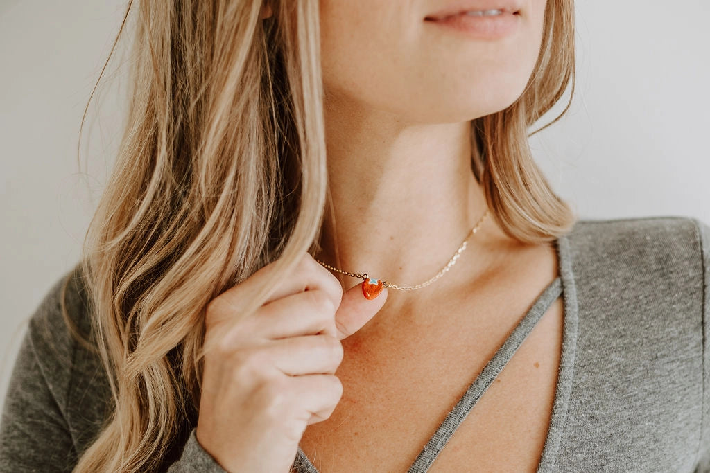 Strawberry Porcelain Pendant Necklace