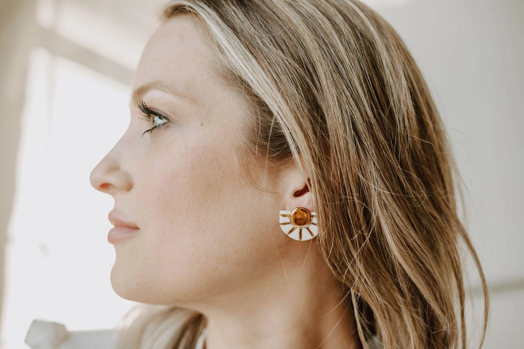 Sunburst Porcelain Stud Earrings