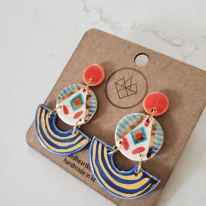 Tiered Three-Piece Statement Porcelain Earrings