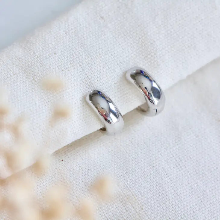 Chubby Hoop Earrings -Silver