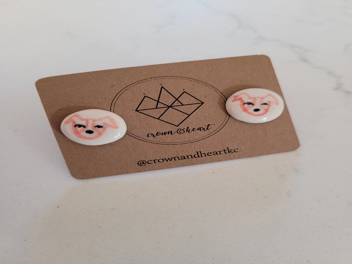 Dog Stud Porcelain Earrings