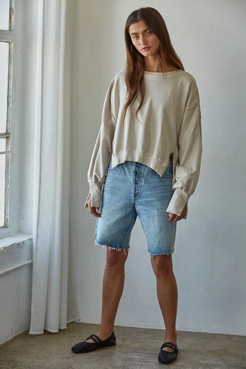 Cotton Hi-Lo Sweatshirt