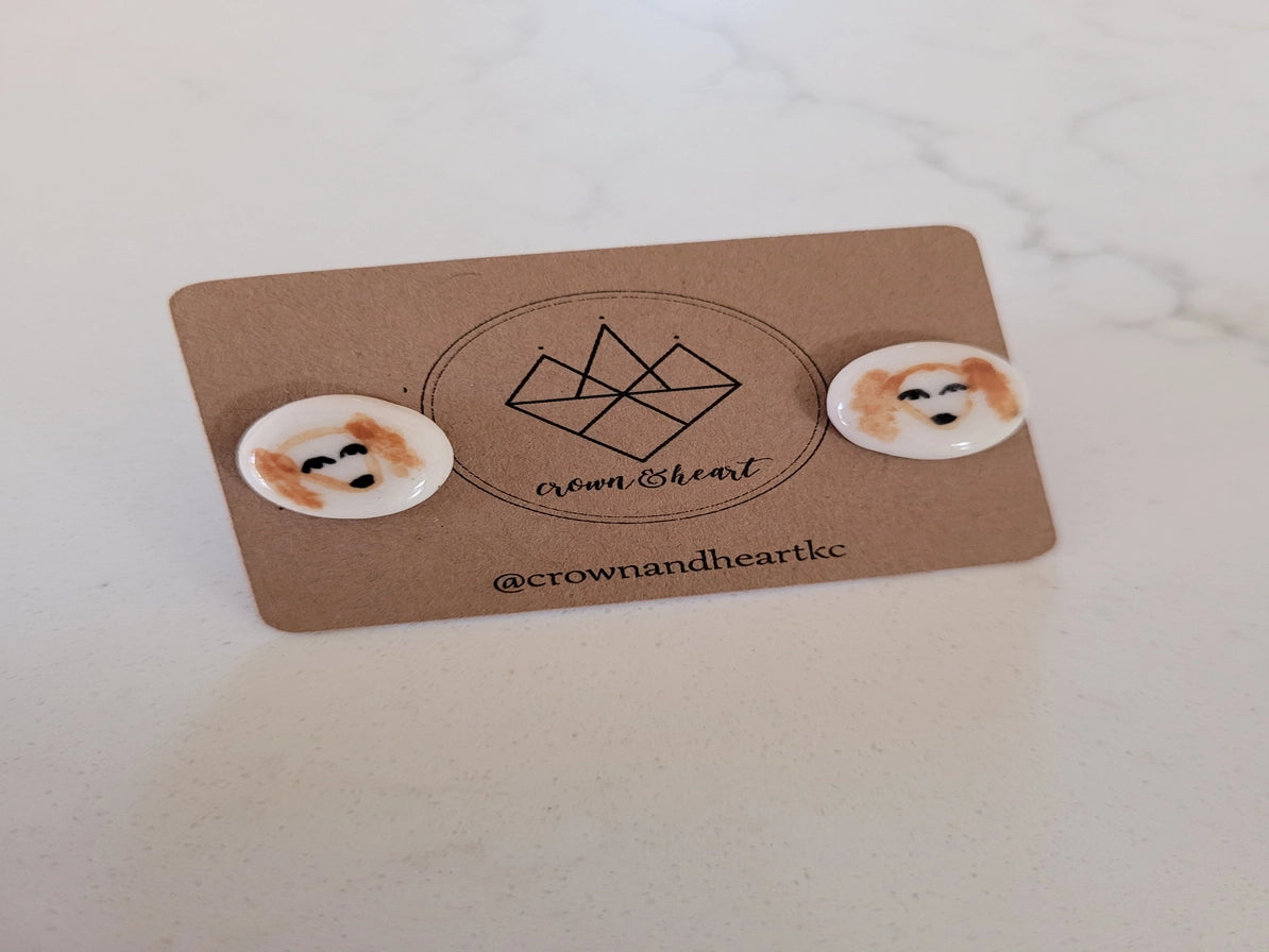 Dog Stud Porcelain Earrings
