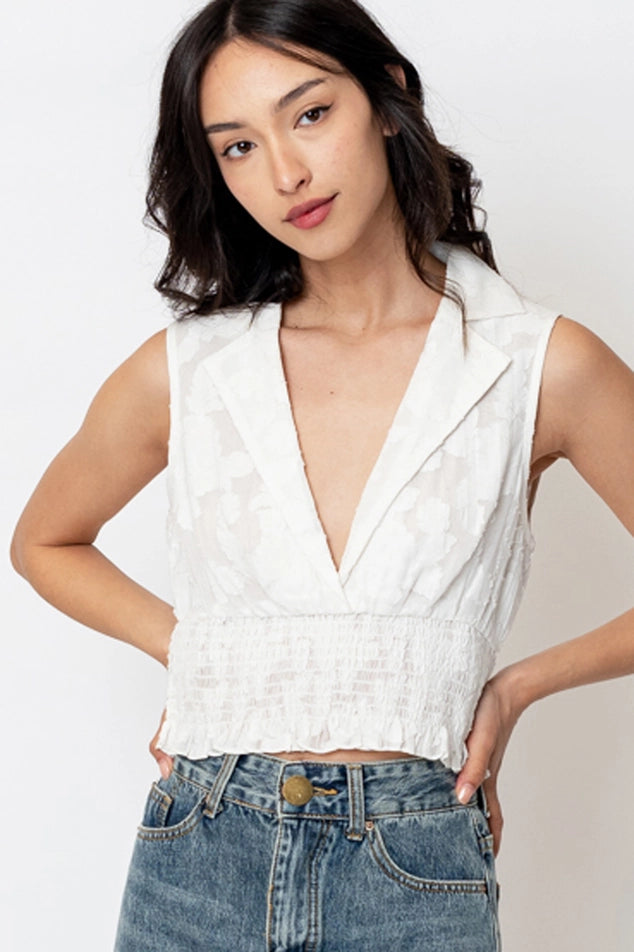 Deep Lapel Cropped Top