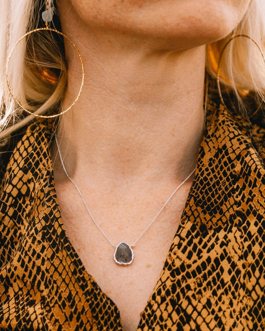 Earth, Wind and Fire Stone Necklace Silver Labradorite Necklace
