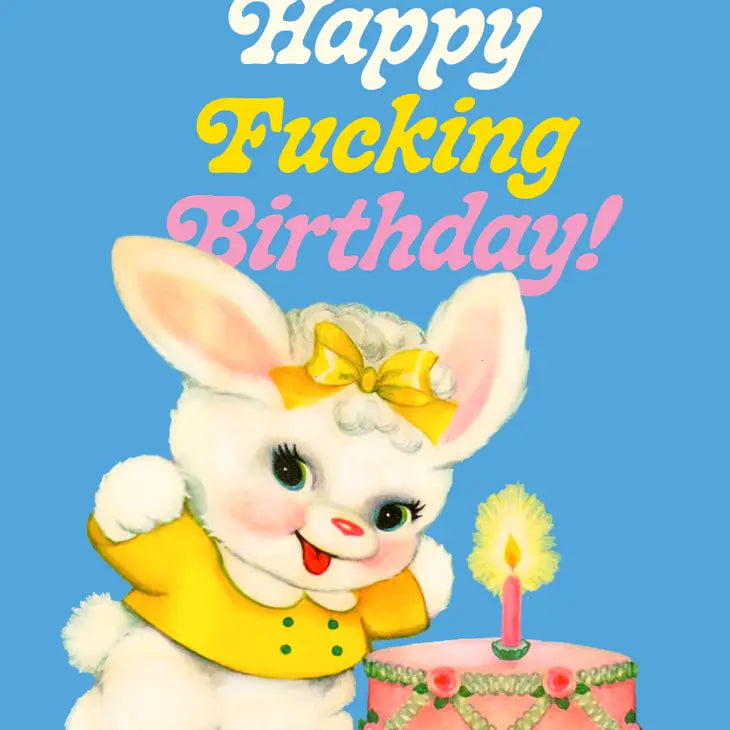 Blue Bunny Birthday Card