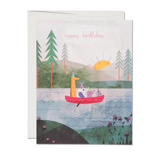 Zoo Canoe Birthday Card