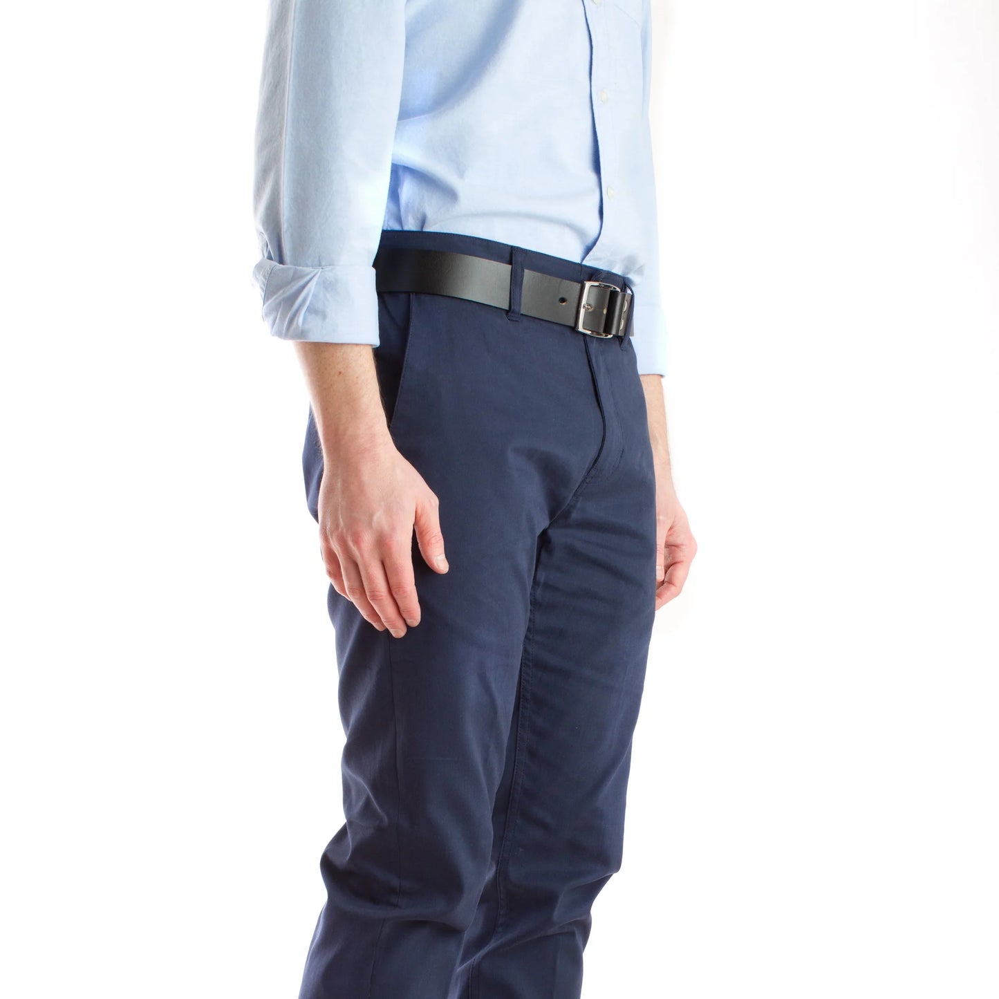 Black Leather - Hidden Flap Belt