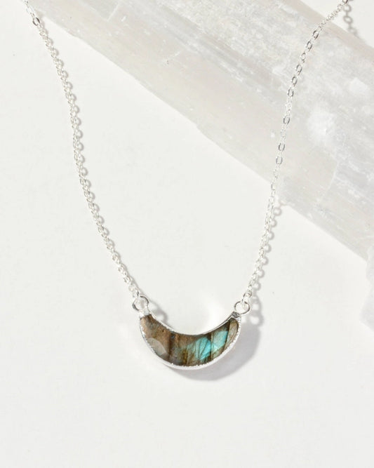 Silver Labradorite Eclipse Necklace
