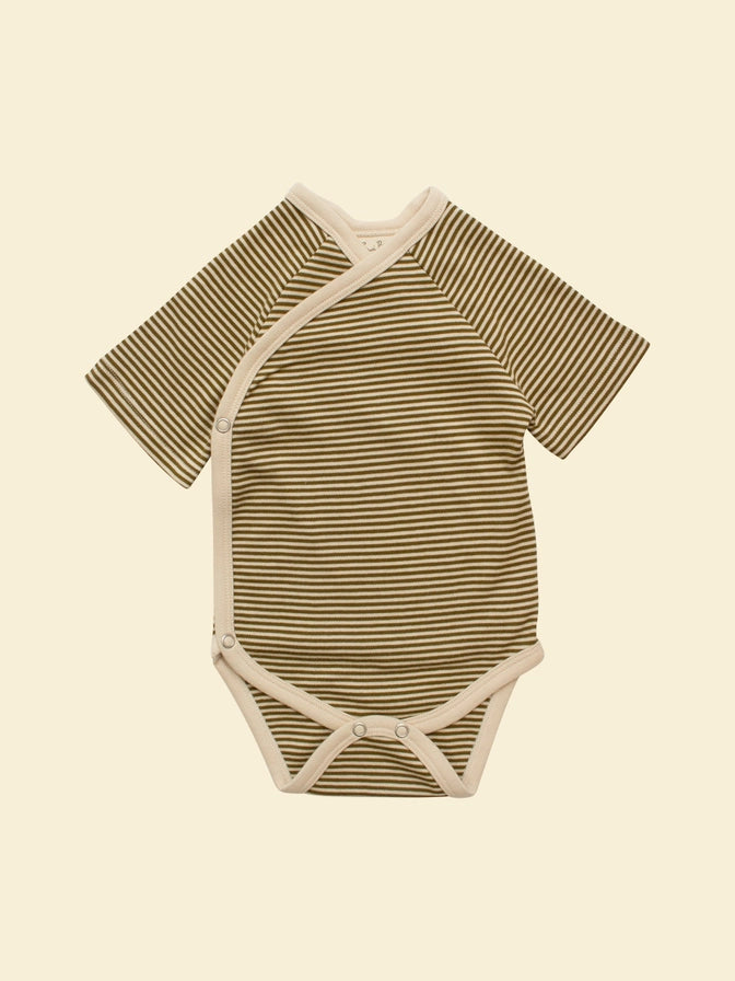 Olive Stripe Side Snap Bodysuit