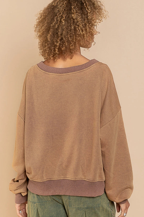 Oversize V-Neck Cutout Sweater