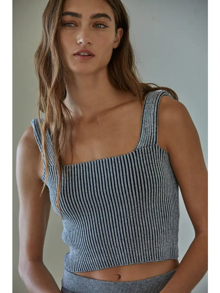 Square Neck Sleeveless Crop Top