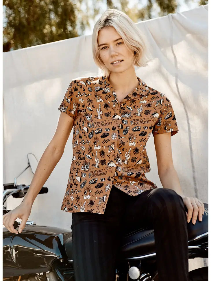 Raise Hell Eat Tacos Women's Button Up