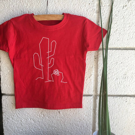 Geometric Cactus Toddler Tee- Red