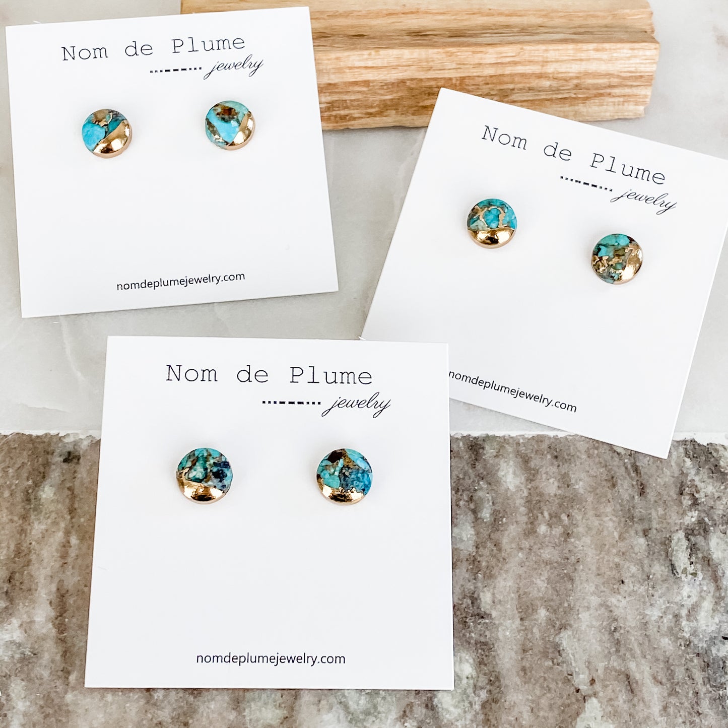 Round Copper Turquoise Lace Earrings