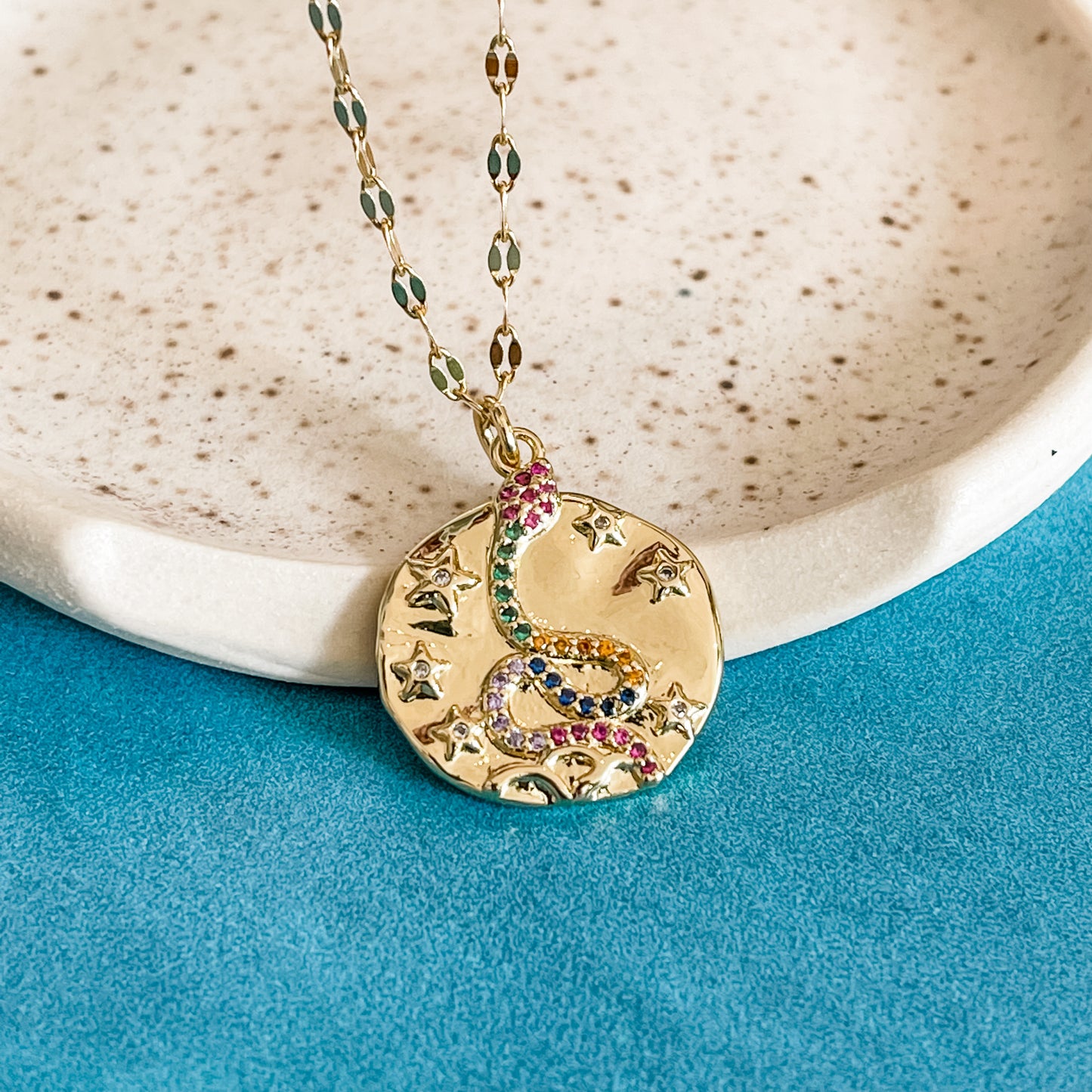 Snake and Stars Pendant Necklace