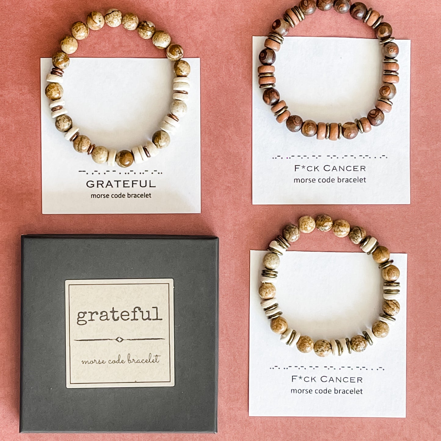 F Cancer Morse Code Bracelet