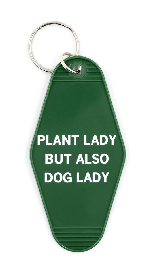 Plant Lady But Also Dog Lady Retro Keychain