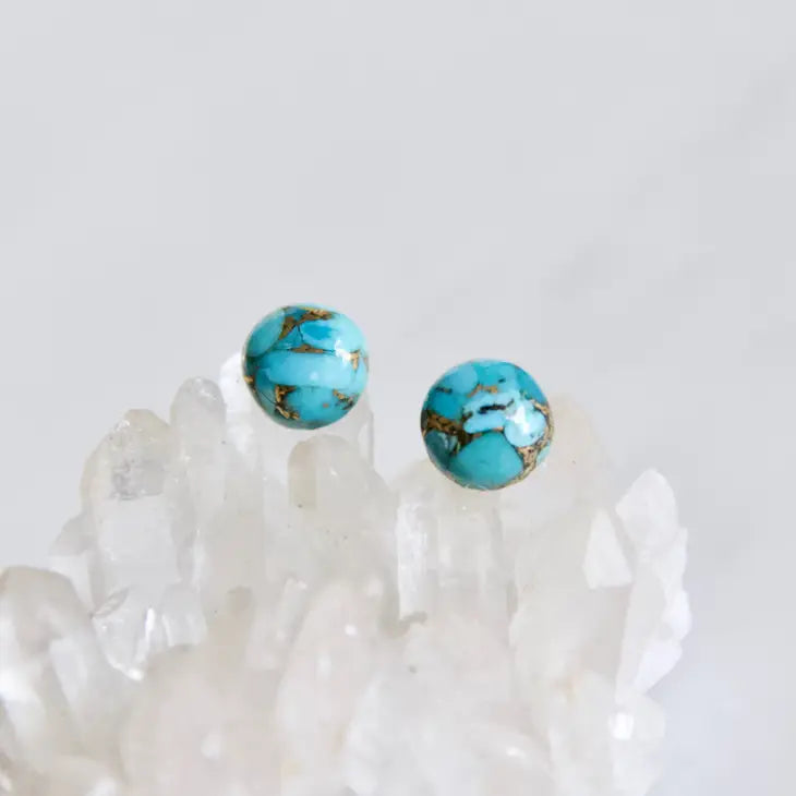 Copper Turquoise Round Earrings