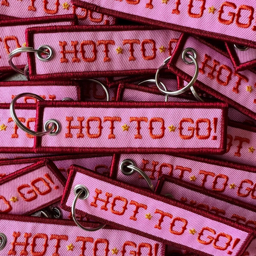 Hot To Go Embroidered Keychain