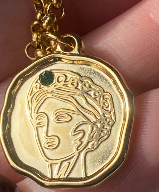 Goddess Coin Gold Necklace