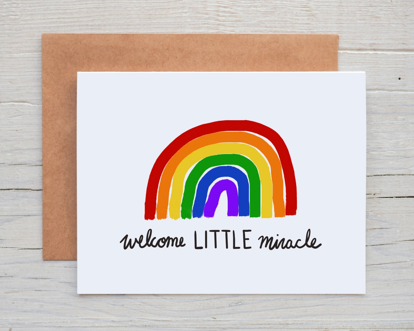 Welcome Little Miracle Rainbow Baby Card