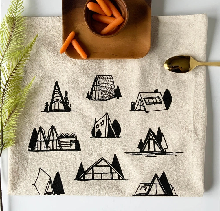 A-Frame Cottage Tea Towel by Bunky Boutique