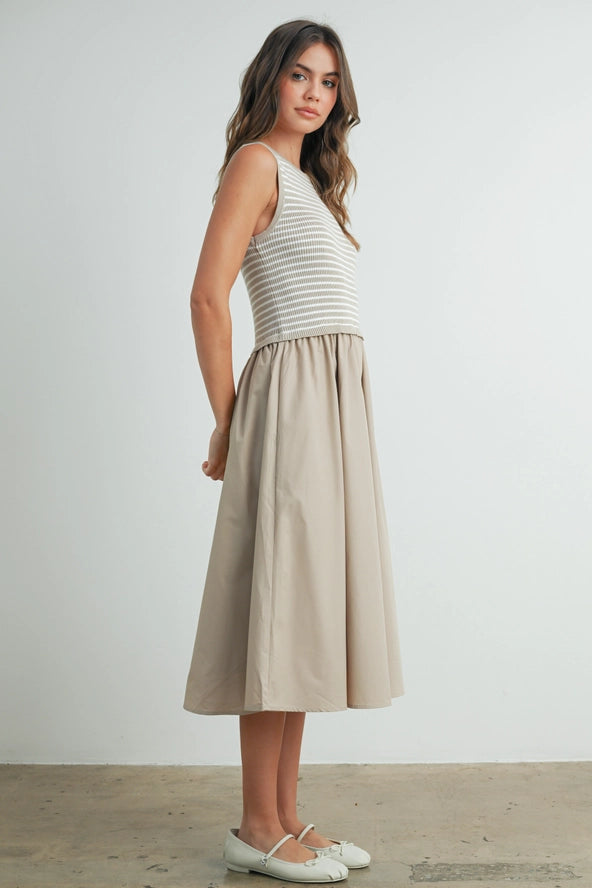 Striped Sleeveless Maxi Dress with Pockets